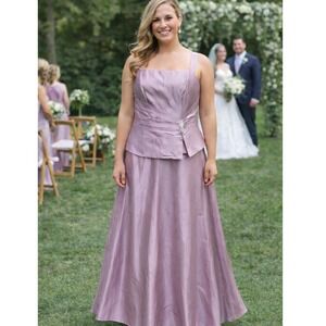 New Michelangelo Lavender Taffeta 2 Piece Bridesmaid Dress Rhinestones Sz.14 NWT